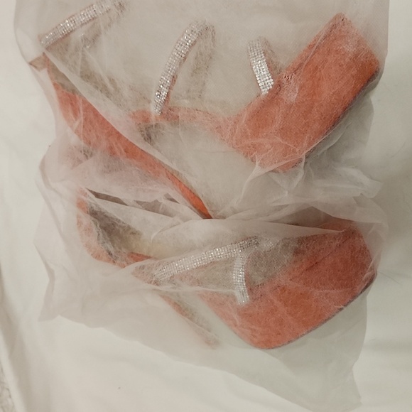 New! Orange rhinestone stiletto heels shoes high platform strappy party dress - Picture 15 of 16